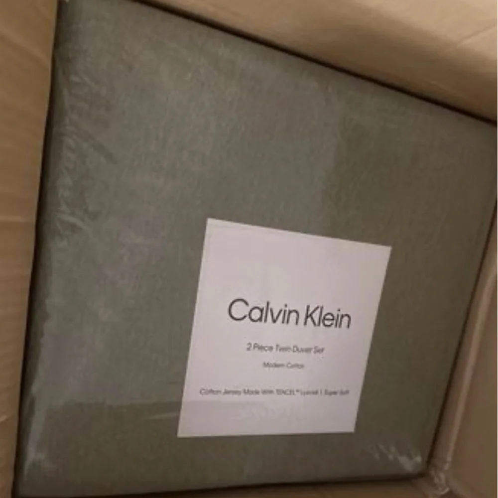 Calvin Klein Modern Cotton Melange Duvet Cover Set Twin Green - Picture 5 of 5
